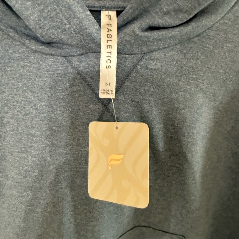 Fabletics Cloud Jersey Cropped Hoodie in Heathered Blue